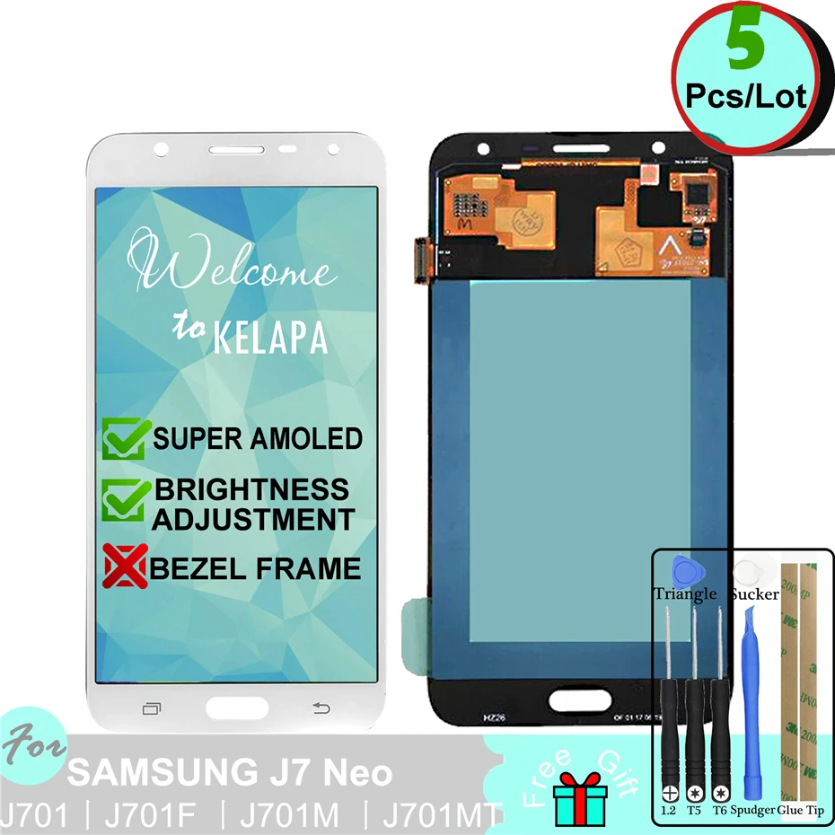 

5 x Super AMOLED LCD For Samsung Galaxy J7 Neo J701F J701M J701MT J701 Touch Screen Digitizer Assembly