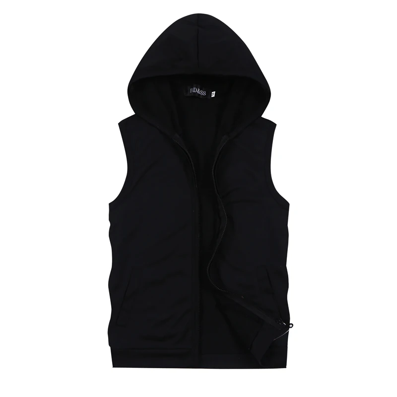 

2018 Summer Pure Color Men's Sleeveless Hooded Jackets Size S M L XL 5XL Blue Black White Gray Fashion Casual Mens Jacket Vests