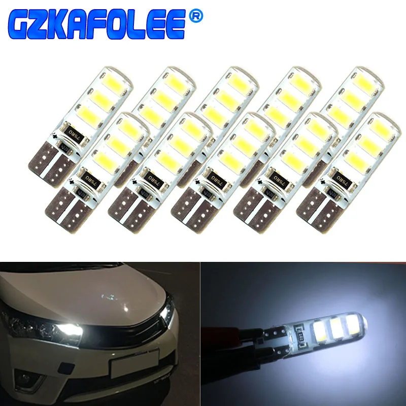 Gzkafolee 10 шт. Габаритные огни t10 w5w светодиодные сигнальные автомобиля 12V 5630 SMD 100LM 5 Вт