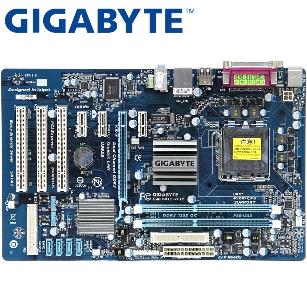 Материнская плата GIGABYTE GA-P41T-D3P для настольных ПК G41 Socket LGA 775 для Core 2 Pentium Celeron DDR3 8G ATX P41T-D3P