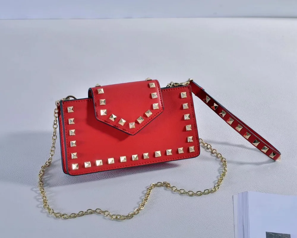 

Kafunila genuine leather clutches women 2018 famous brand luxurious evening bags clutches Designer New Rivet cowhide leather bag