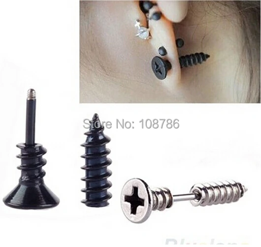 2 шт нержавеющая сталь винт серьги гвоздики для мужчин женщин ухо ногтей пирсинг серьги-гвоздики ювелирные изделия для тела