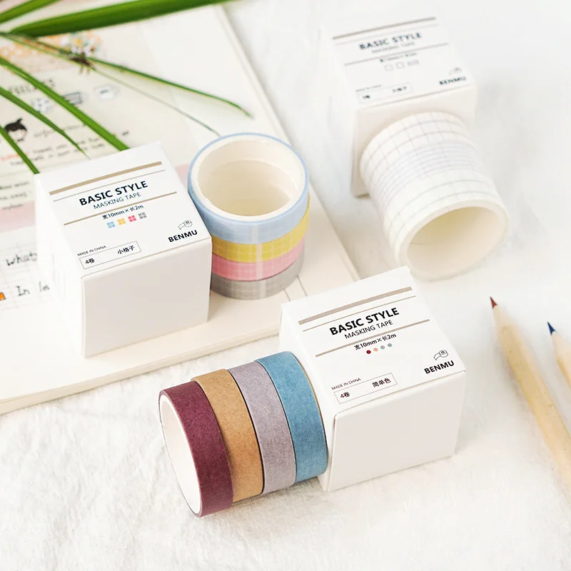 cheap Creative Grid Pure Color Washi Tape Set DIY Scrapbooking Sticker Label Masking Tape School Office Supply