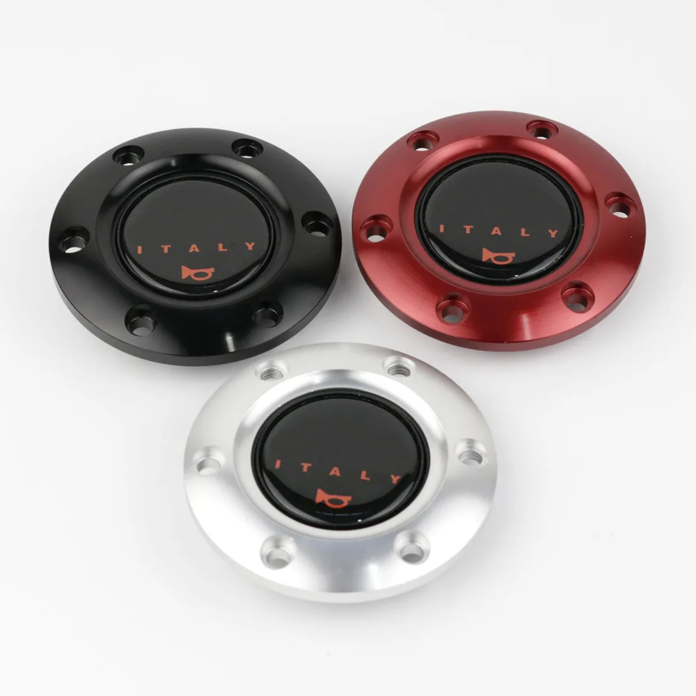 

Car Styling Racing Car Steering Wheel Horn Button Speaker Control Cover + Aluminum Black/Red/Silver Edge
