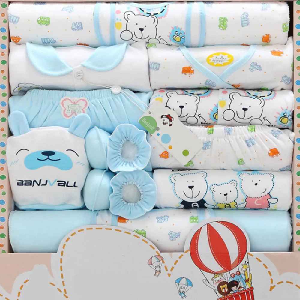 

Baby Clothes Cap Baby Outfit Sets Soft Piece Layette Bear Sheep Boxed Piece 0-3 New Shower 100% Newborn Clothes And Warm