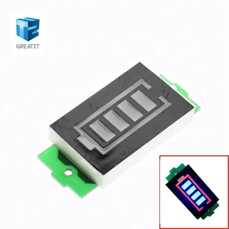 

1S Single 3.7V Lithium Battery Capacity Indicator Module 4.2V Blue Display Electric Vehicle Battery Power Tester Li-po Li-ion 1S