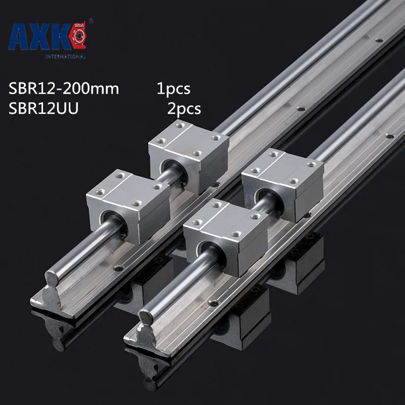 comprar 2018 Reais Limitados Peças Cnc Router Axk Axk 12mm Linear Rail Sbr12 200mm E 2 Pcs Sbr12uu Blocos de Rolamentos Para Peças Cnc guia
