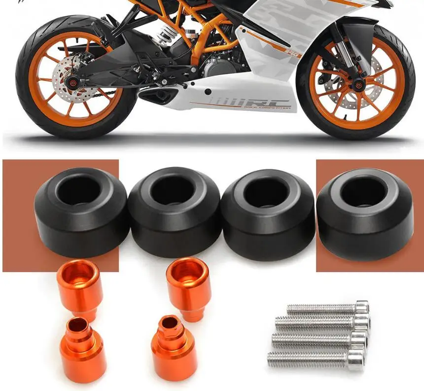 Для KTM RC 125 200 250 390 DUKE Мотоциклетные аксессуары передние и задние вилка колеса протектор крушение ползунки Кепки Pad