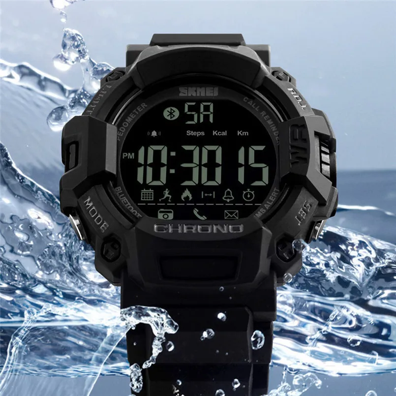 

SKMEI Fashion Men Sport Smart Watch Multifunctions Chronograph Waterproof Outdoor Calories Digital Men's Watches Bluetooth Clock
