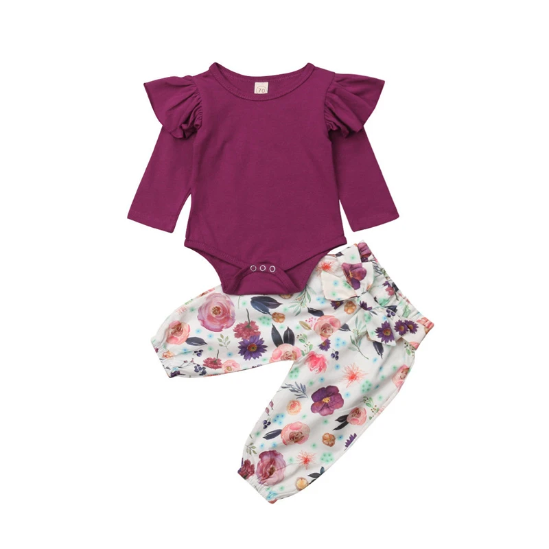 

Cute Newborn Clothing Set Autumn Girls Clothes Set Cotton Long Sleeve Romper Tops Floral Pants Girls Outfits Baby Clothing 0-18M