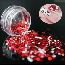 1 коробка DIY красный белый цветок круг блестки красочный акриловый порошок кристалл полимер дизайн ногтей строитель Ложные бусины для ногтей искусство