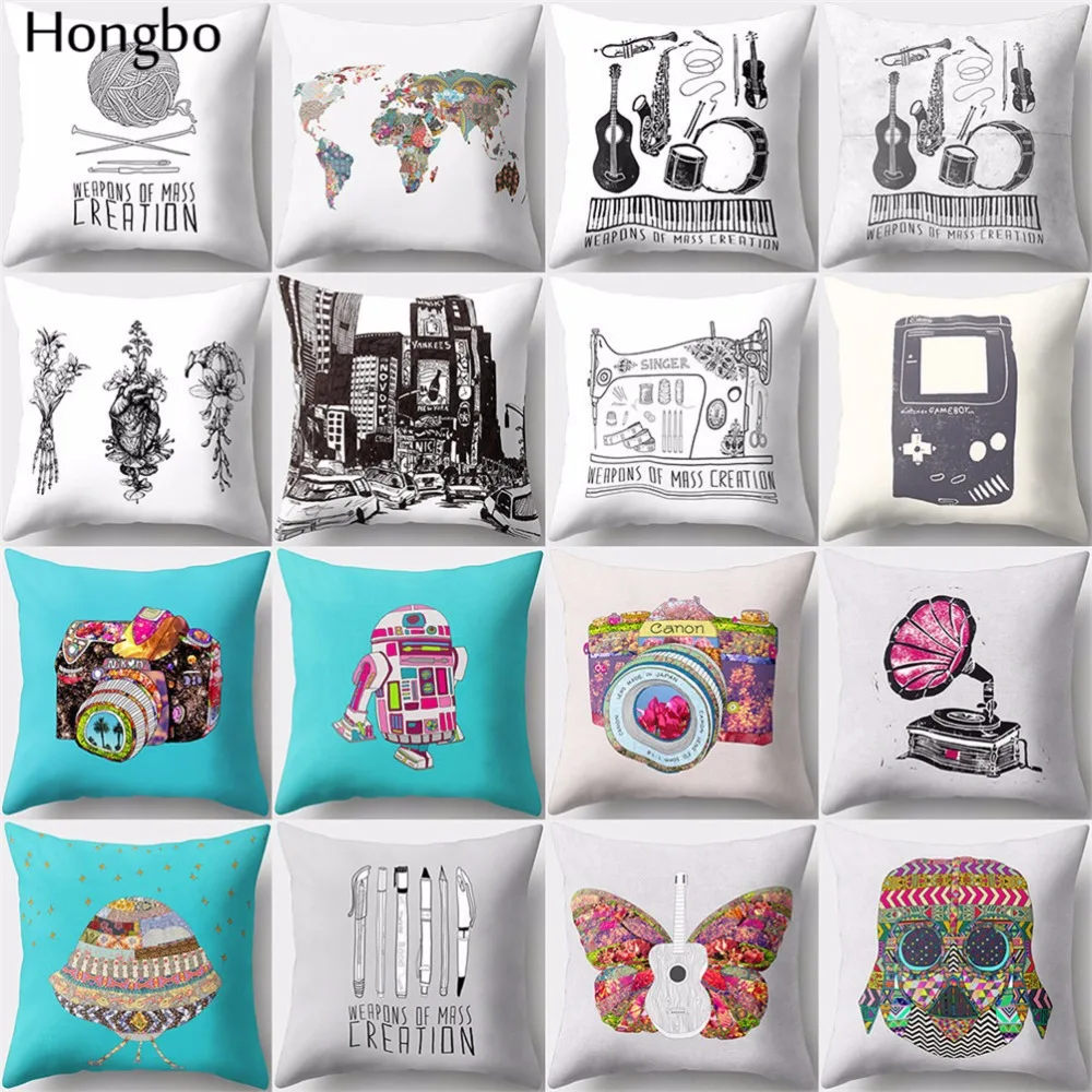Hongbo 1 шт. винтажная камера карта мира чехол для швейной машины|cushion cover|pillowcase