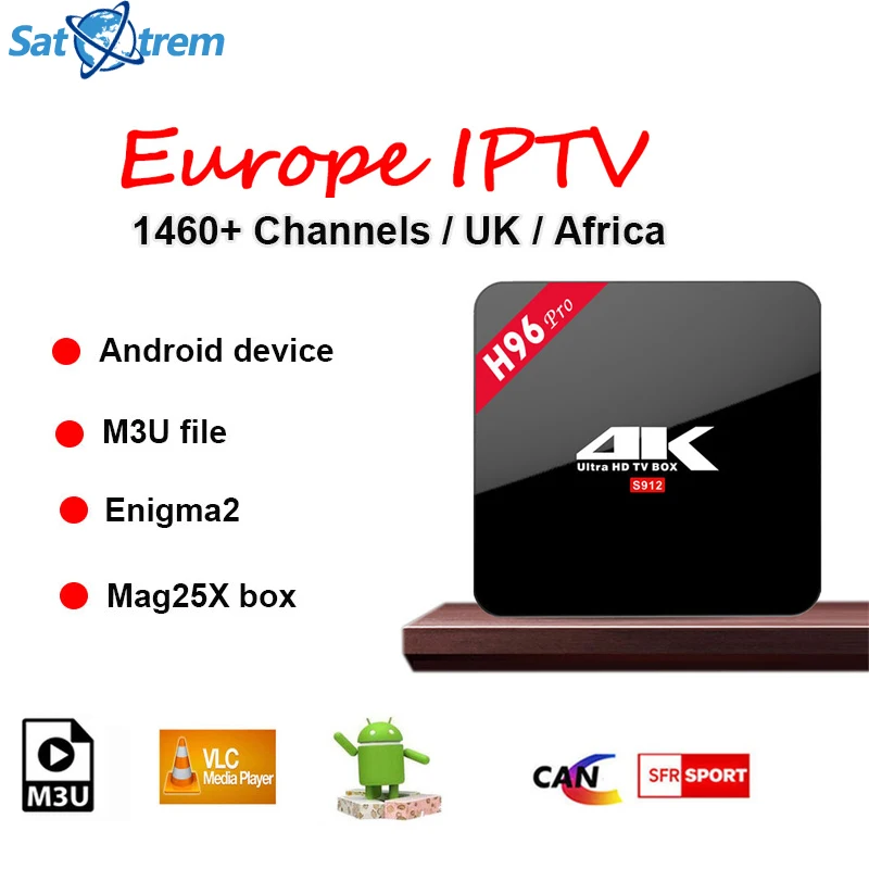 

1 Year Europe French Arabic IPTV 1400+ channels support New H96 Pro+ 3GB/32GB S912 Android 6.0/7.1 TV BOX HD Smart tv box