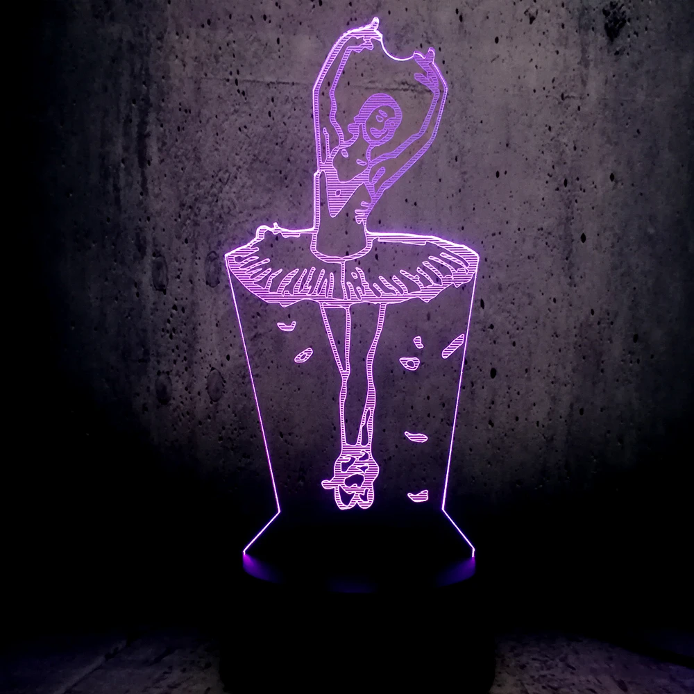 Новинка изящный балетный танцор 3D лампа ночник USB LED освещение балеринатор