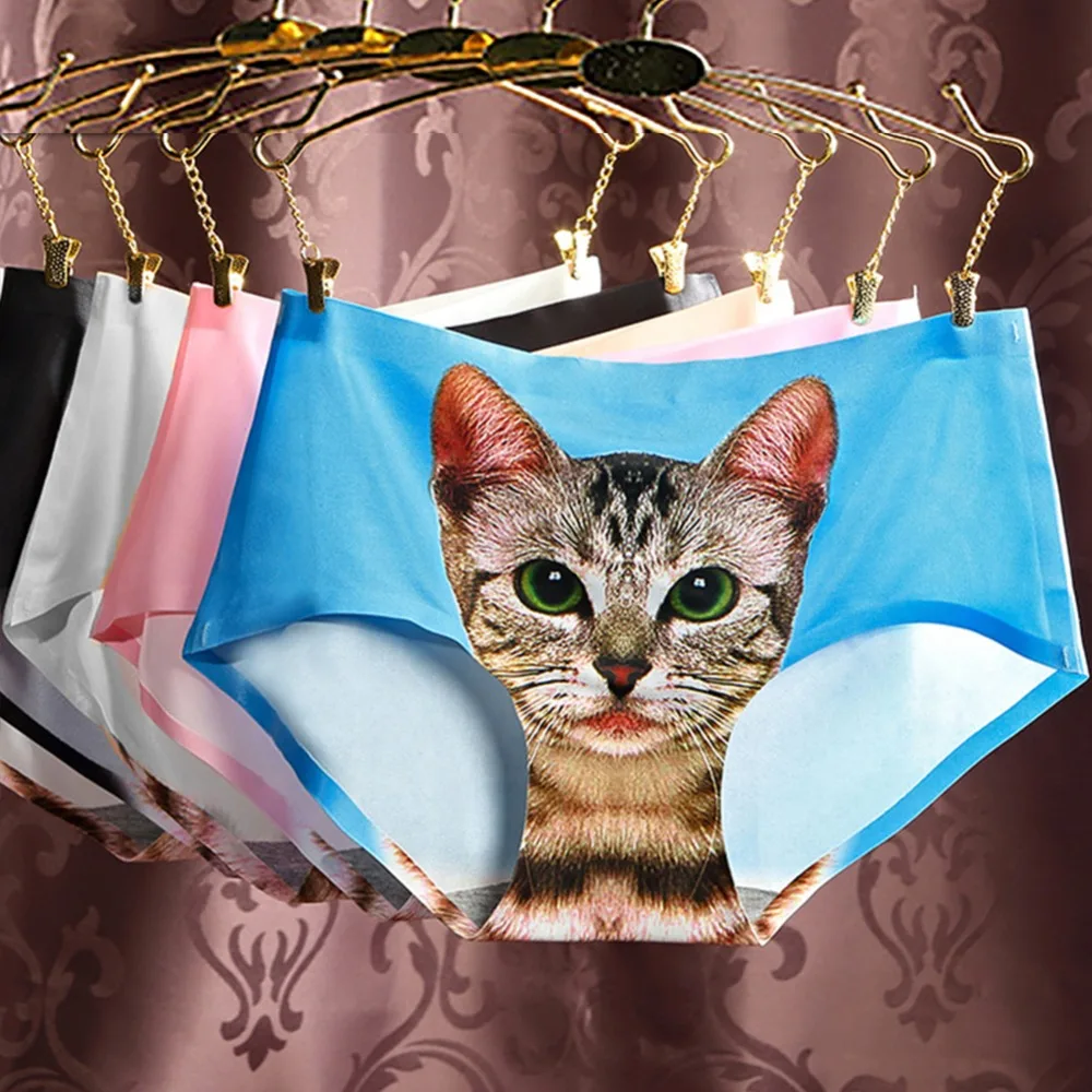 2016-Summer-New-Sexy-Seamless-3D-underwear-women-briefs-Cats-Print-women-panties-female-underwear-Panty