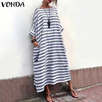 

2020 Autumn Maxi Long Dress Women's Shirt Dresses Seven Sleeve Casual Round Neck Loose Plus Size Kaftan Vestidos Robe