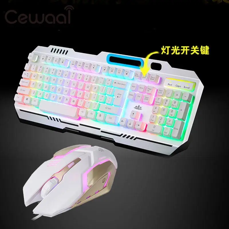 Cewaal Raibow Сияющий плавающий USB Проводная Механическая клавиатура мышь наборы мышей