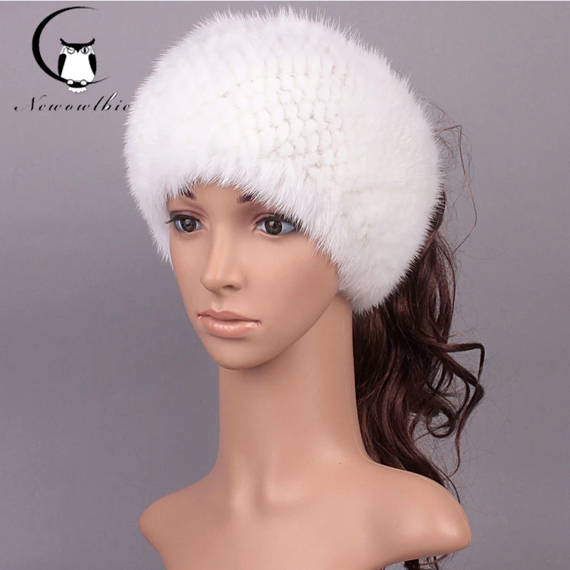 

Hot Sale mink Fur Knitted Headbands Can Be Used As Scarf Women Warm In Winter Fur caps Real Natural mink Fur Scarves