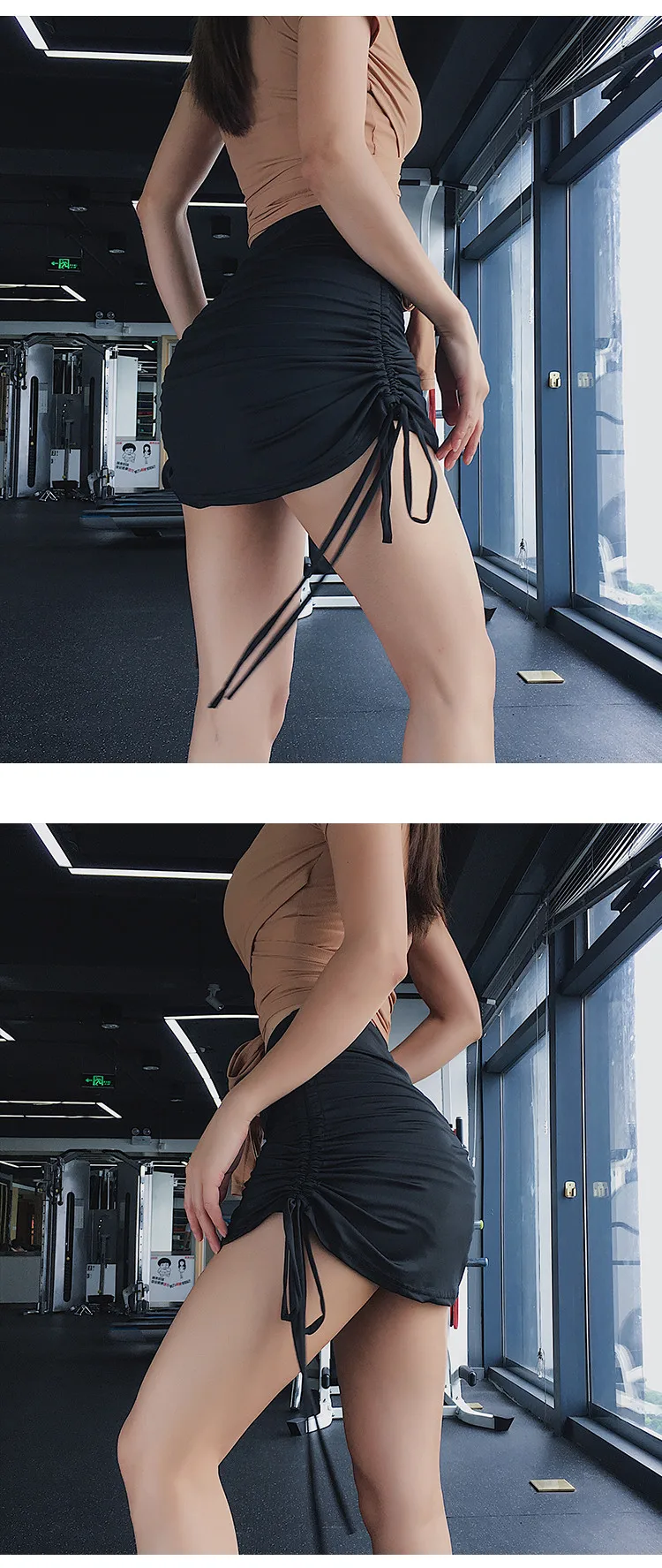 Женская Сексуальная Спортивная юбка для бега и танцев, короткая юбка-брюки с боковой шнуровкой, юбка для йоги, шорты для спортзала, дышащая Короткая юбка для фитнеса