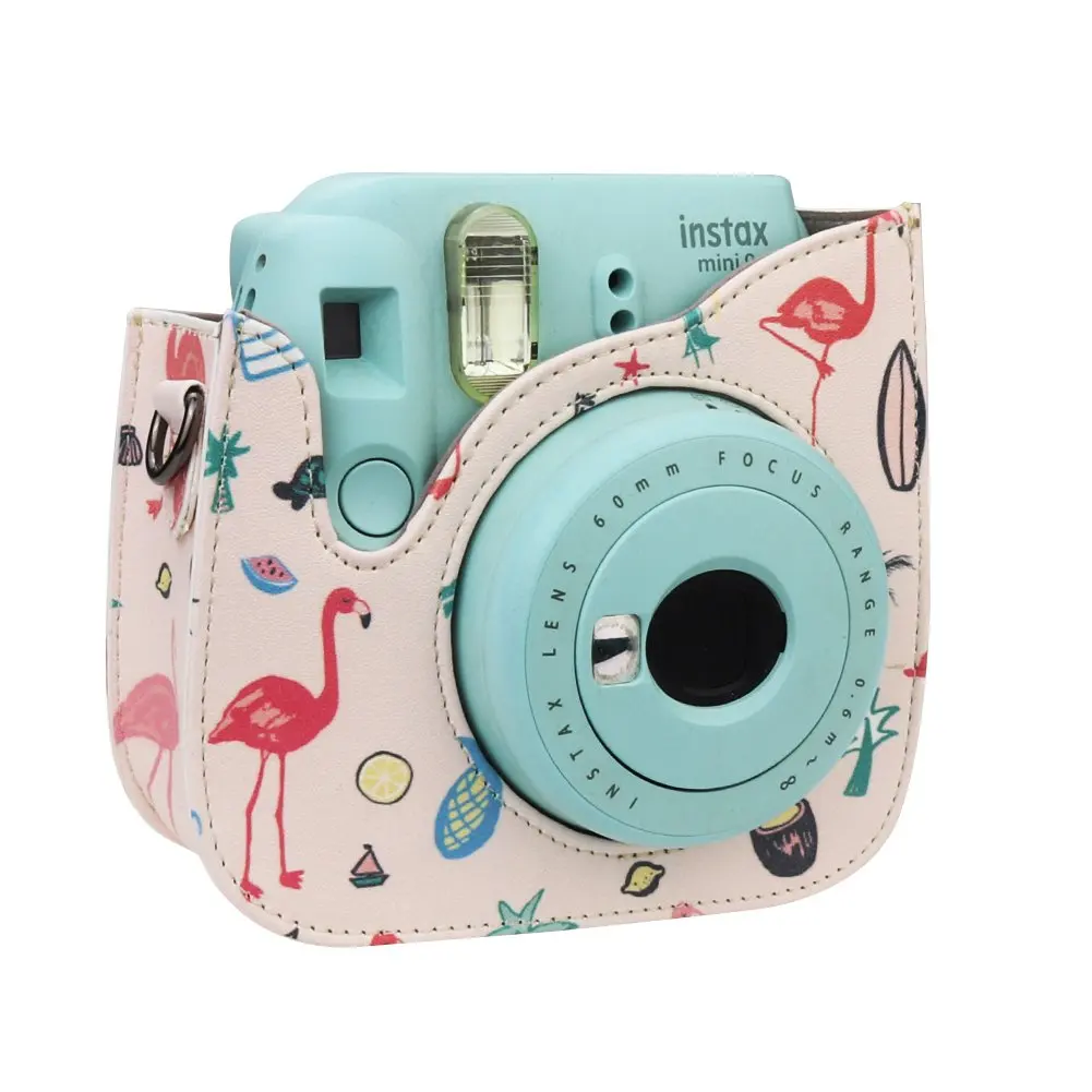 Чехол из ПУ кожи для камеры Instax Mini 9 чехол с розовым фламинго Fujifilm 8 сумка на плечо