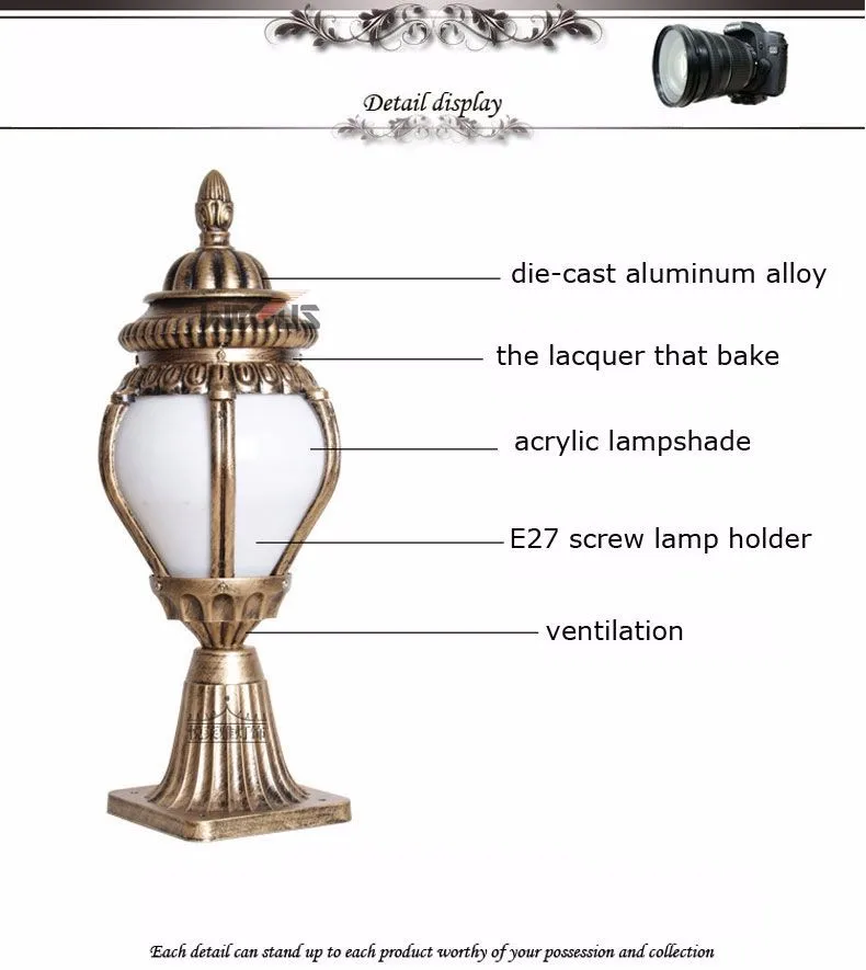 IP44 Европейский открытый столб светильник s забор садовый столб фонарь школьный двор столбик светильник E27 AC85-265v декоративная лампа-капитель бюстгальтер