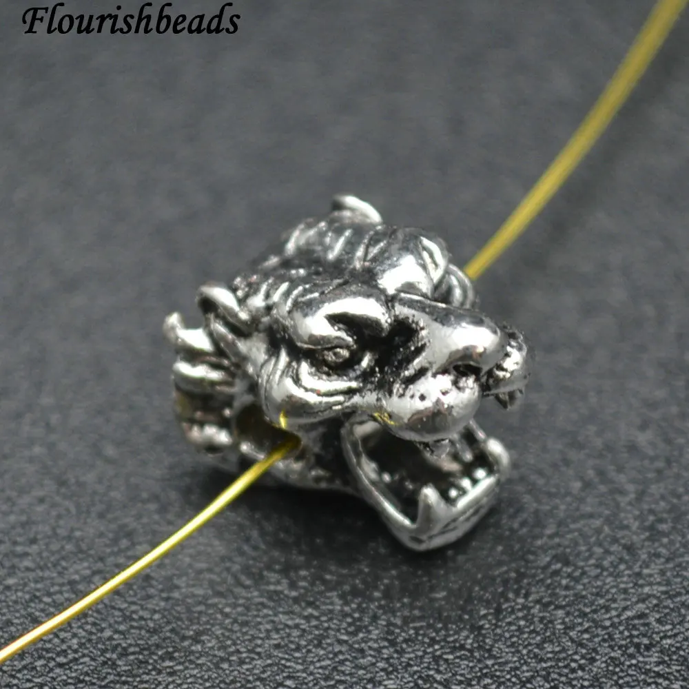 

10x12mm Metal Tiger Head Spacer Loose Beads DIY Jewelry Findings 30pc Per Lot
