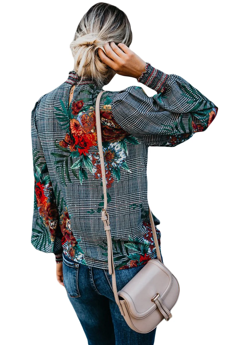 Gray-Plaid-Tropical-Print-Smocked-Long-Sleeve-Blouse-LC251632-11-2