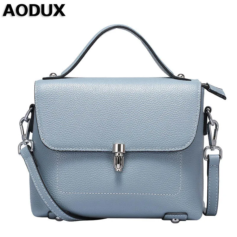 

AODUX Women Small Leather Bags Female Luxury Famous Brands Handbag Genuine Leather Tote Shoulder Messenger Bag Purse
