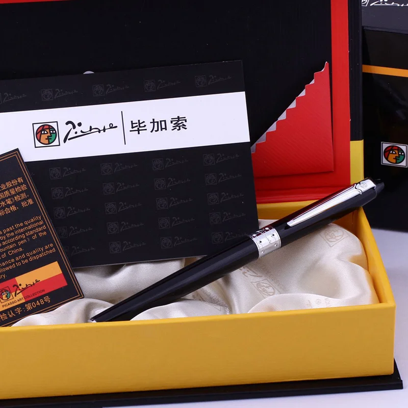 Picasso-Pimio-605-Luxury-Black-and-Silver-Clip-0-5mm-Iridium-Nib-Metal-Fountain-Pen-with(8)