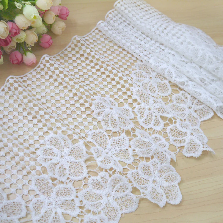 Cotton Lace Trim in Antique Style in white , Crocheted Embroidery Lace