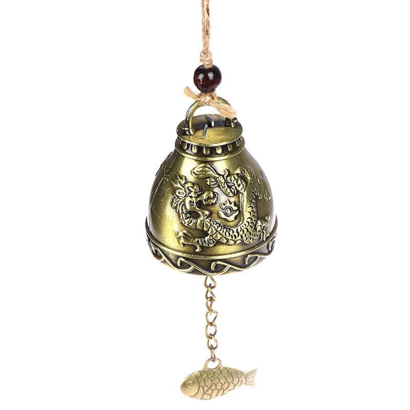 Retro Buddha Statue Pattern Bell Blessing Feng Shui Wind Chime for Good Luck Fortune Home Car Crafts Hanging Decoration