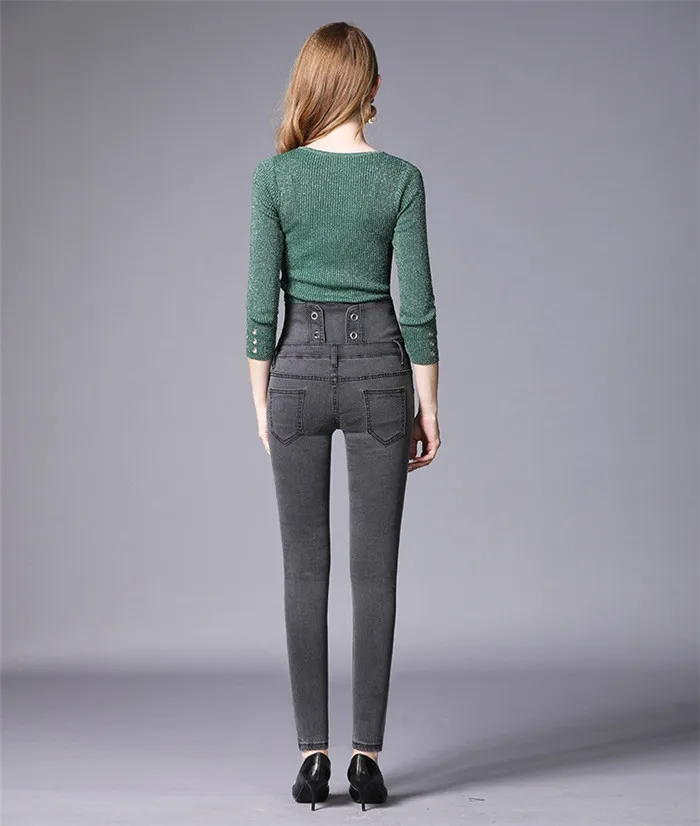 4 цвета Для женщин Высокая талия джинсы большого размера 2019 Весна самосовершенствование стрейч ноги карандаш брюки Для женщин джинсовые