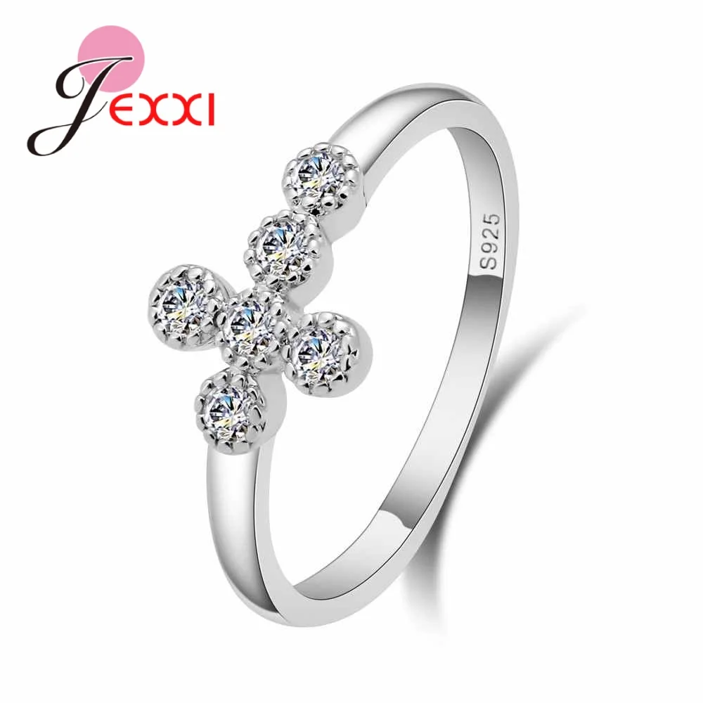 

925 Sterling Silver Forever Love Heart Finger Ring Original CZ Crystal Jewelry Birthday Valentine's Day Gift