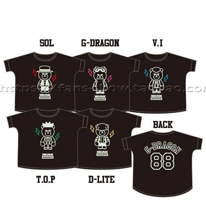 Bigbang Sol D Lite G Dragon V I Taeyang Gd T O P Krunk Bear Logo Name Number T Shirt T Shirt Name T Shirt T Shirtt Shirt Number Aliexpress