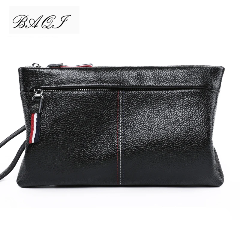 

BAQI Brand Men Handbags Men Wallets Clutch Bag Genuine Leather Cowhide High Quality 2019 Fashion Bag Men Coin Purse Card Holder