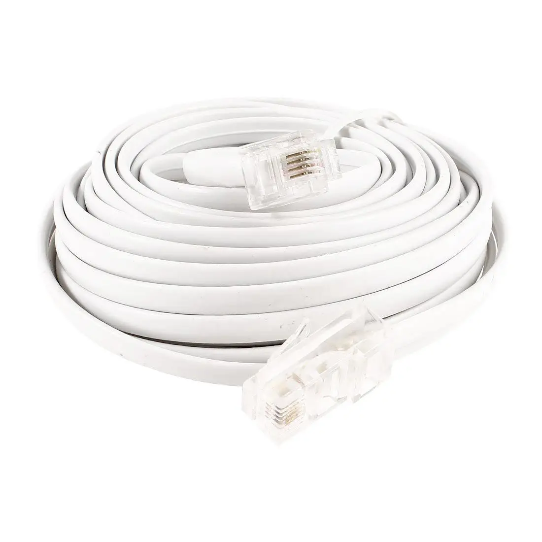 6 متر 20ft rj11 6p4c إلى rj 45 شبكة 8P4C وحدات كابلات الهاتف الأبيض