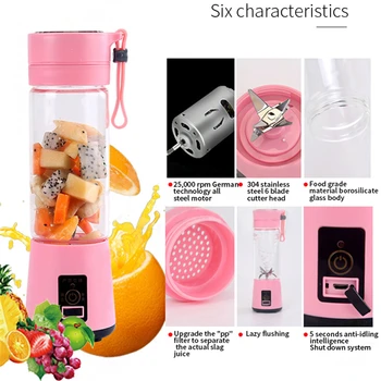 

400ml USB Household Portable Rechargeable Water Bottle Multi-Function Juicer Juice Machine Smoothie Maker Kitchen Tools