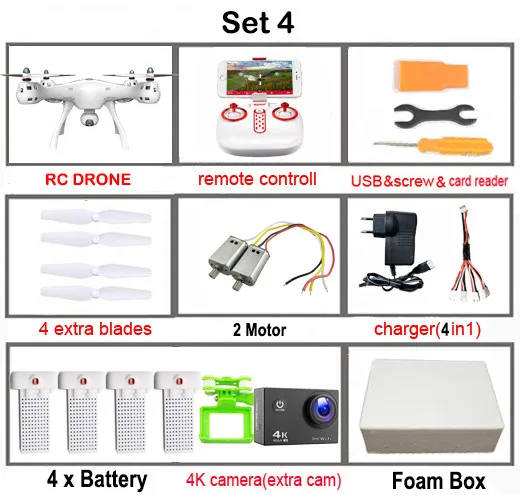 SYMA X8PRO gps Дрон RC Квадрокоптер с Wifi 720P HD камера FPV Профессиональный Квадрокоптер X8 Pro RC вертолет может добавить 4K камеру - Цвет: set4