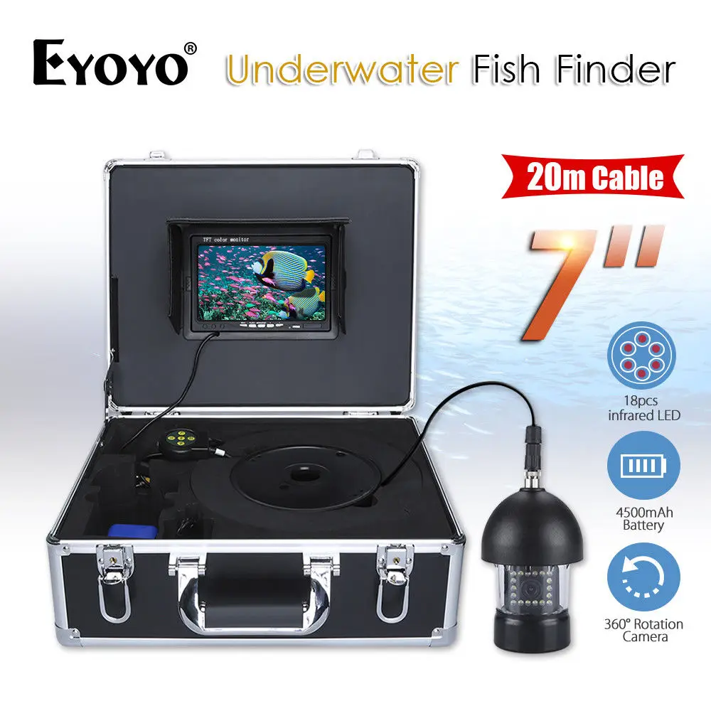 

EYOYO 7inch TFT Color 360degree HD 1000TVL Underwater Fishing Camera Fish Finder Infrared Waterproof With 20M Cable