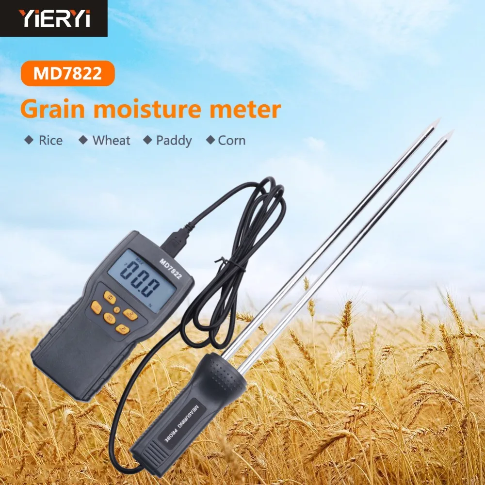 yieryi New MD7822 LCD Display Digital Grain Moisture Meter Humidity
