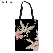 THIKIN beauty ретро цветочный принт женские холщовые сумки для покупок винтажный дизайн Женская толстовка Сумка Многоразовые дружественные Эко сумки