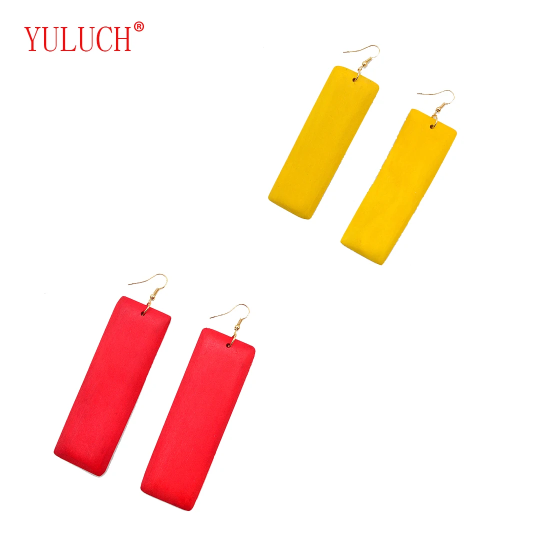 

YULUCH Original African Wood Solid Large Pendant Earrings for Girls Art Street Shoot Simple Personality Jewelry Party Gifts