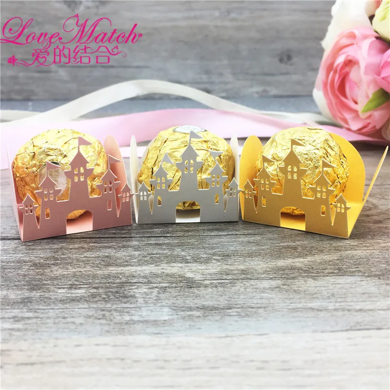 

50Pcs Castle Laser Cut Candy Box Bar Wedding Favors and Gifts Baby Shower Chocolate Bar Paper Candy Bar Wedding Decorations