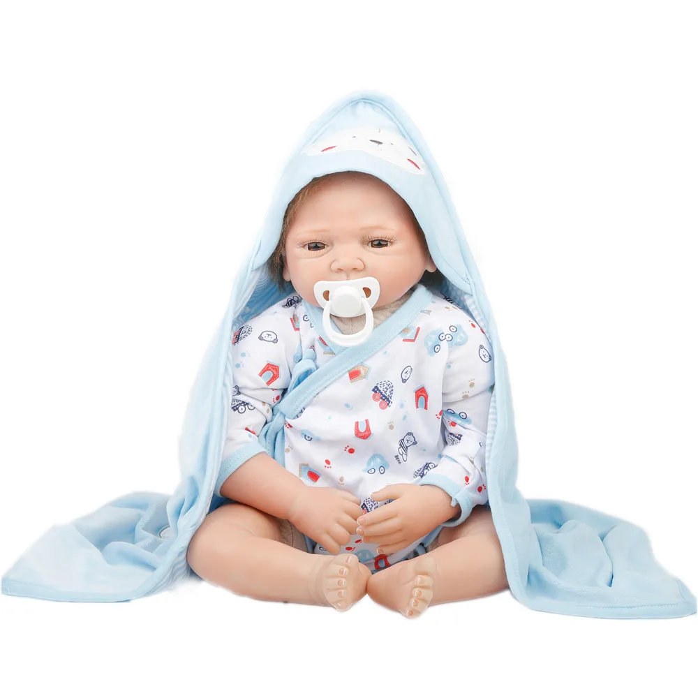 

SanyDoll 22 inch 55 cm Silicone baby reborn dolls, lifelike Fashion clothes lovely dolls holiday gifts