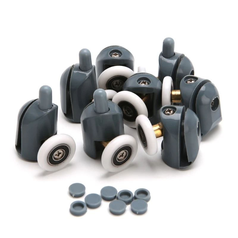 

8Pcs/Set Shower Door Rollers Runners Wheels Pulleys 25mm x 5mm Screw Cover Cap #Aug.26