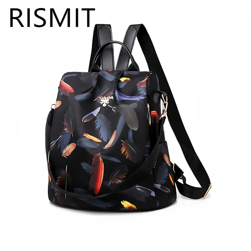 

School Bag Mochila Feminina Rismit Brand Designer High Quality Large Backpack Leather Soft Package Function Bag Casual Ch31