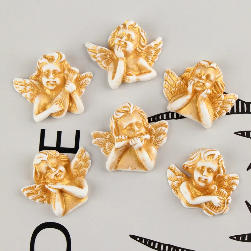 

6pcs/lot Resin Angel Decoration Crafts Kawaii Flatback Cabochon Embellishments For Scrapbooking DIY Accessories Butto