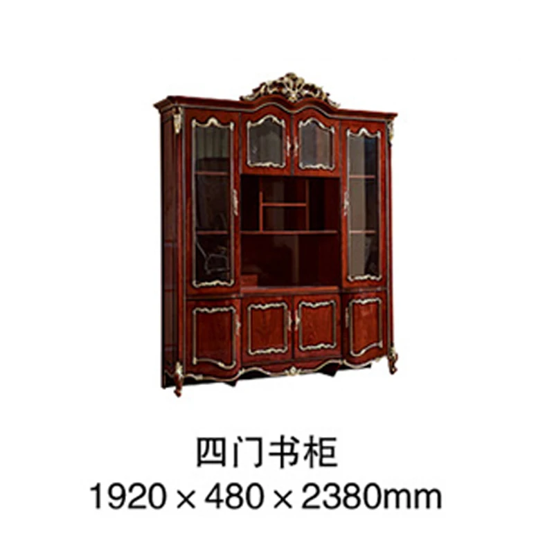 European style antique solid Wood Bookcase Bookshelf book cabinet Classical study Desk With arm Chair for study room furniture European style antique solid Wood Bookcase Bookshelf book cabinet Classical study Desk With arm Chair for study room furniture