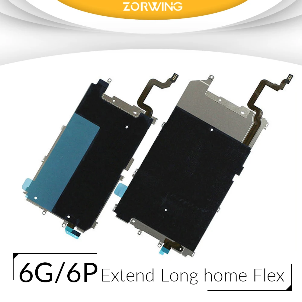 

1 PCS High Quality NEW LCD Metal Backplate Shield with Home Button Extend Flex Cable for iPhone 6 Plus 6Plus 4.7" 5.5"