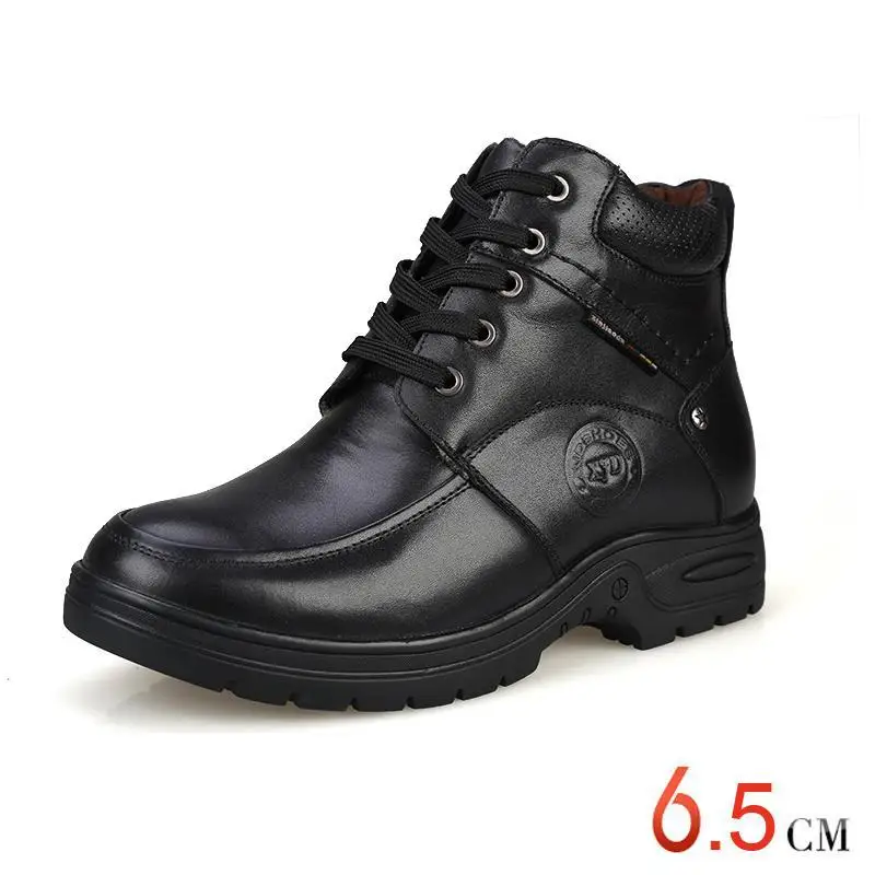 X8818-1 Фирменная Новинка для мужчин Лифт короткие ботинки увеличивающие Рост 6,5 см пояса из натуральной кожи водонепроница - Цвет: Black